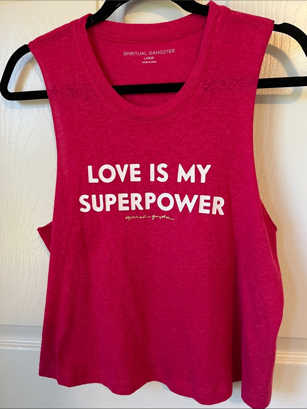 Spiritual Gangster Hot Pink 'Love Is My Superpower' Graphic Tank